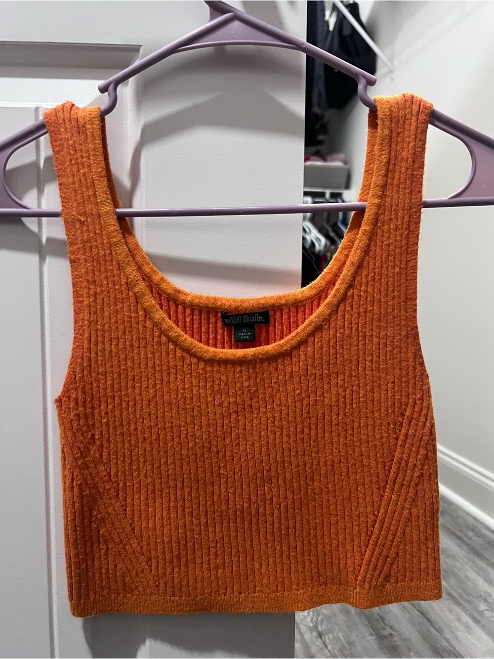 wild fable Orange Ribbed Scoop Crop Tank